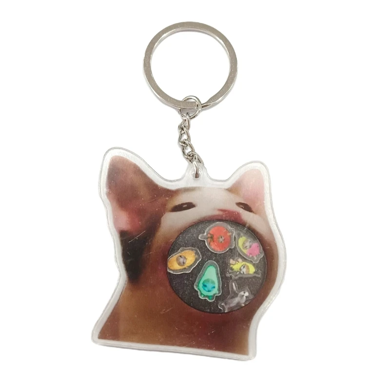 Acrylic Greedy Cat Shaker Pendant Keyring Fashion Acrylic Charm Keychain Car Keys Holder Bag Pendant Handbag Accessories