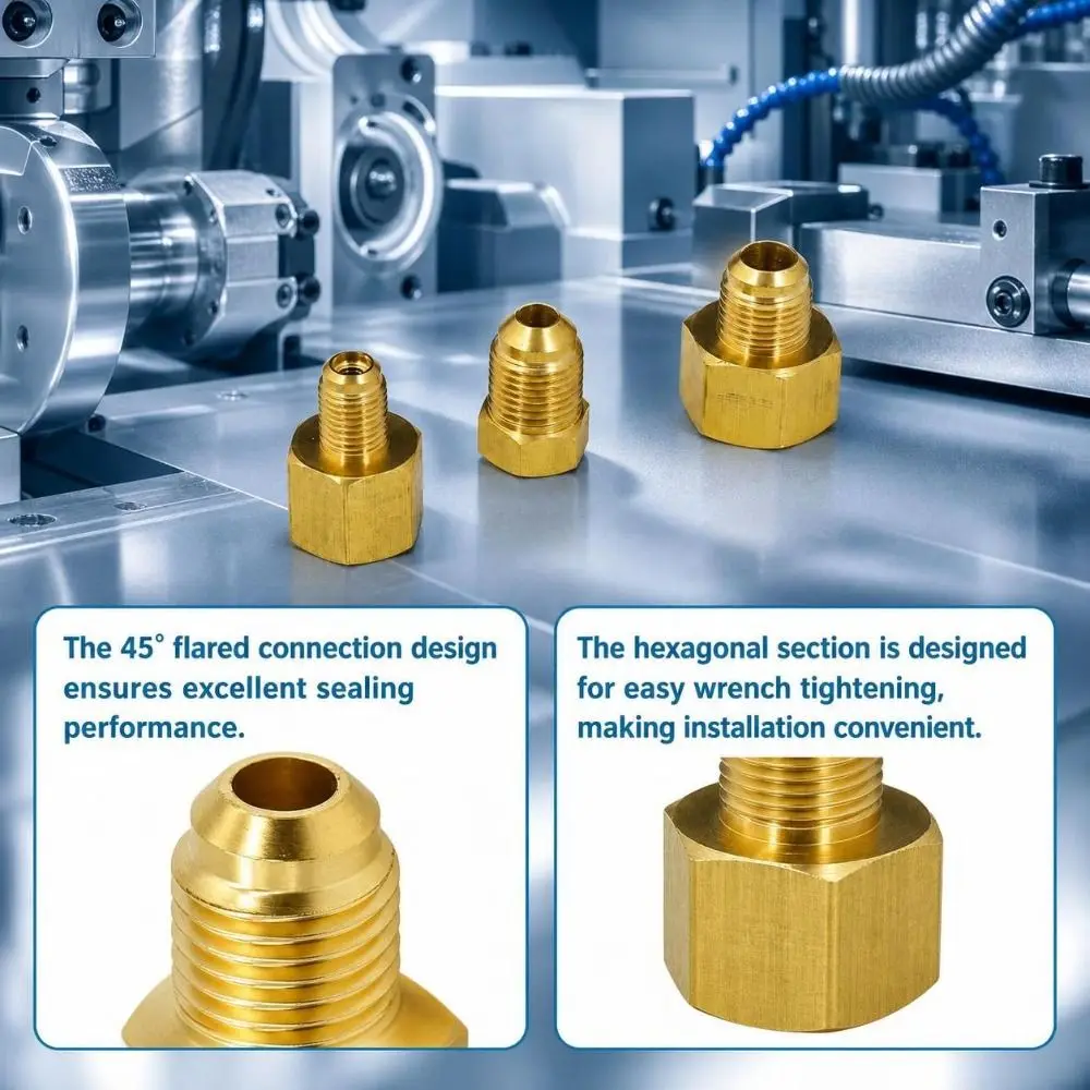 Adapeter 45-Degree SAE Brass Pipe Connector Female To Male 1/4 3/8 1/2 3/4 Inch Reducer Fitting Refrigerant Joint