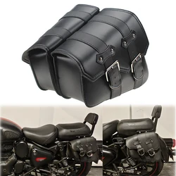 Waterproof Motorcycle Leather Saddle Luggage Bags Cruiser Tool Bag Travel Bags For Honda BMW Suzuki Harley XL 883 Dyna Fat Bob