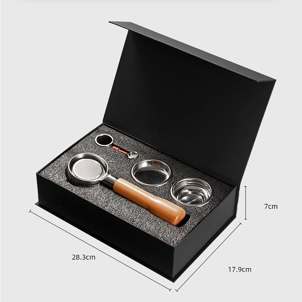 51/53/58MM Espresso Coffee Tools 2 Ear Coffee Machine Handle Bottomless Filter Portafilter Universal Wooden Stainless Steel Set