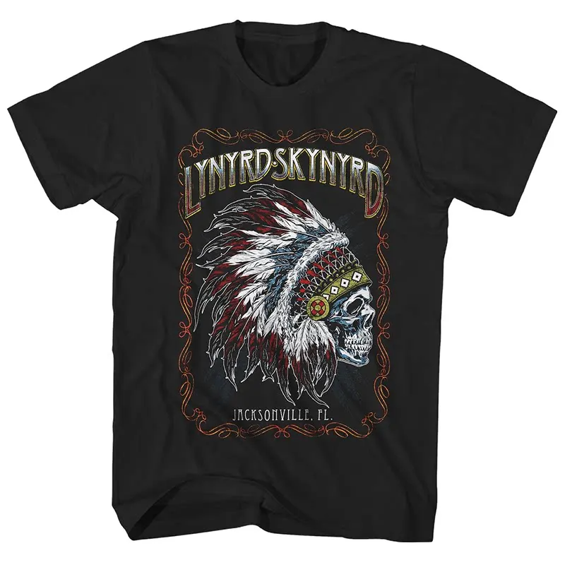 Camiseta Americana de Manga Curta da Banda de Rock do Sul dos EUA Lynyrd Skynyrd