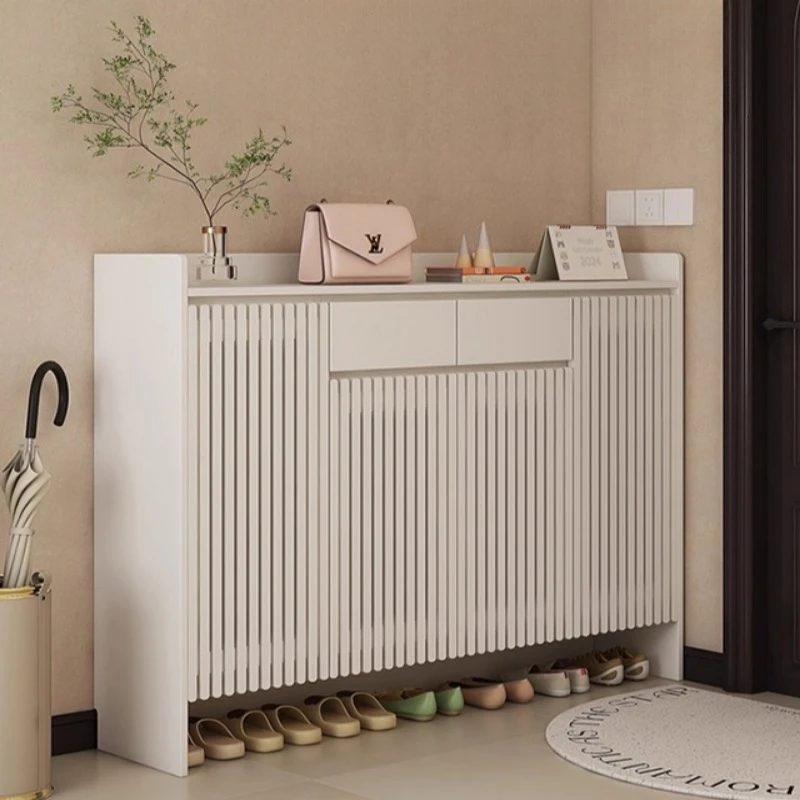 

Cream style solid wood entrance shoe cabinet Household doorstep, hallway, breathable and ventilated entrance storage cabinet 신발장