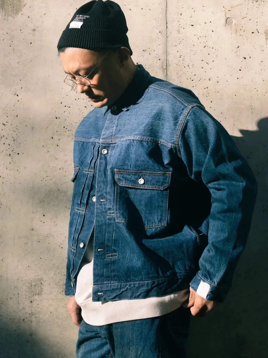 

Куртка джинсовая для сотрудничества MADN X NHOOLYWOOD, молодежная, весна-осень, с длинным рукавом, стандартный крой, с воротником