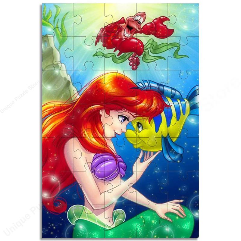 Disney Princess Wooden Jigsaw Puzzle, Montagem de brinquedos educativos, Jogos para adultos e crianças, 35 pcs, 300 pcs, 500 pcs, 1000 pcs