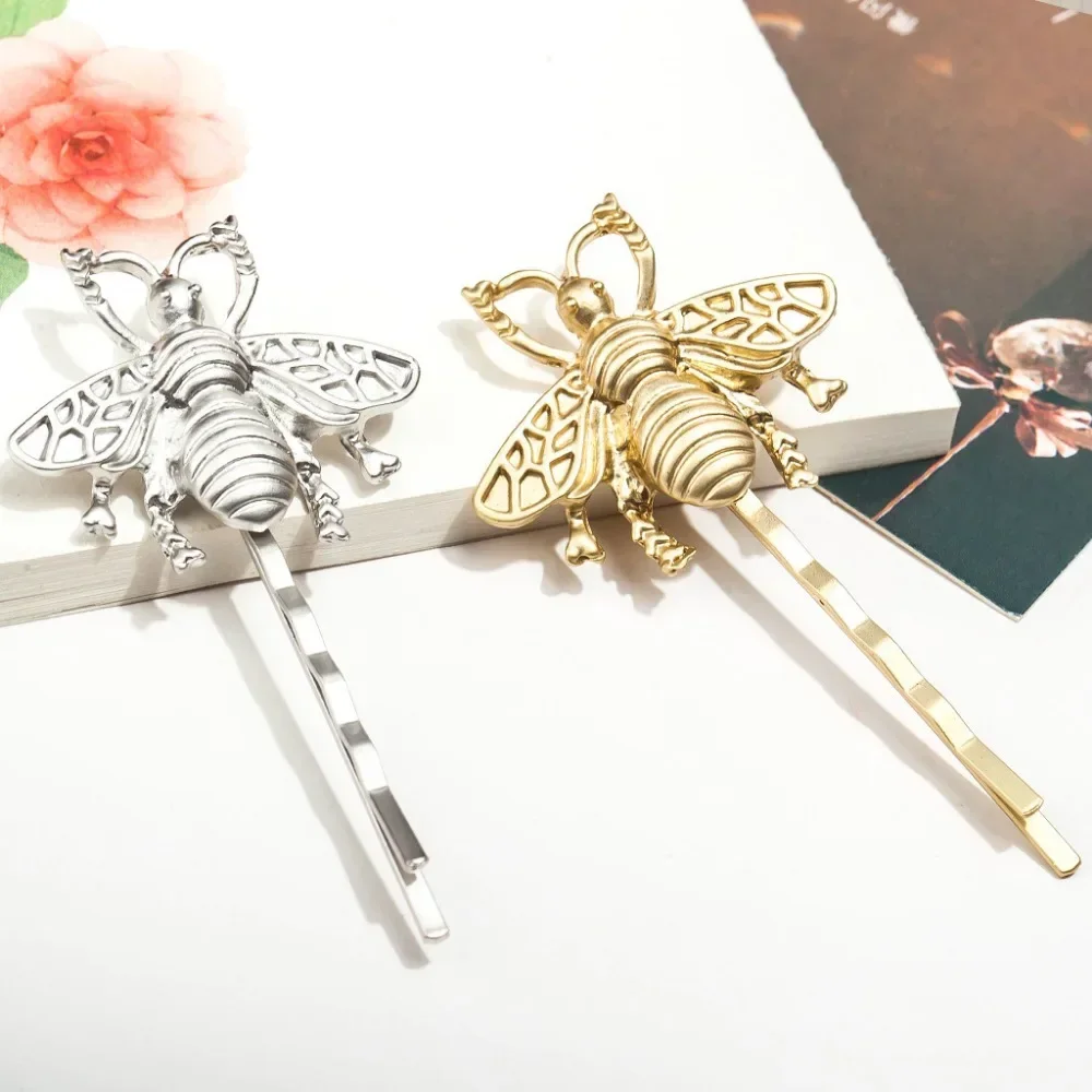 

New Girl Hairpin Delicate Silver Golden Bee Leaf Hairpin Side Clip Bangs Clip One Word Clip Hairpin Decor Hair Accessories gift