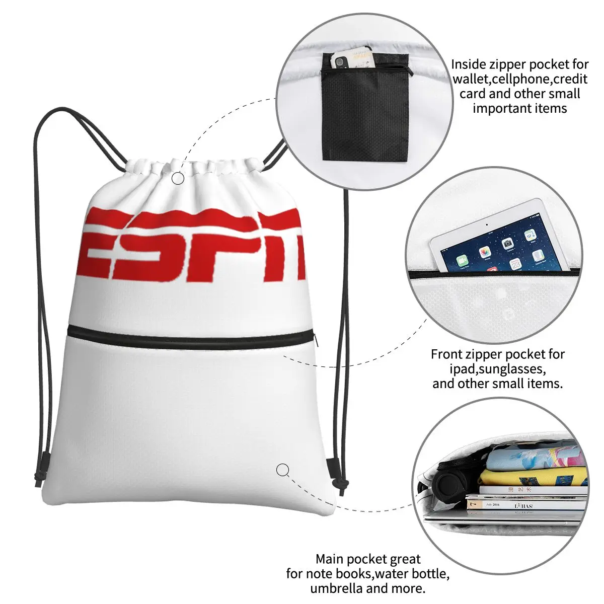 Espn Merchandise tragbare Rucksäcke Kordel zug Mode Kordel zug Bündel Tasche Kleinigkeiten Taschen für Schüler