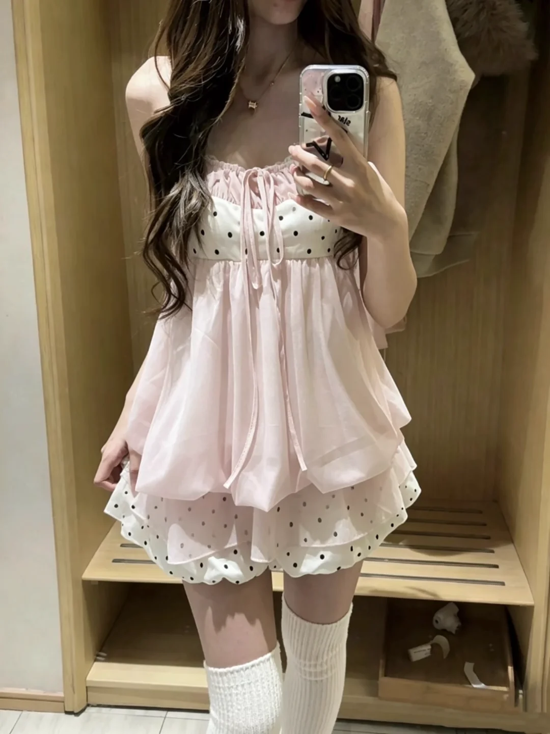 Japnese Sweet Kawaii Two Piece Set 2026 Summer Elegant Women Clothes Cute Polka Dot Pattern Tops +Vintage Pants Harajuku Summer image 4