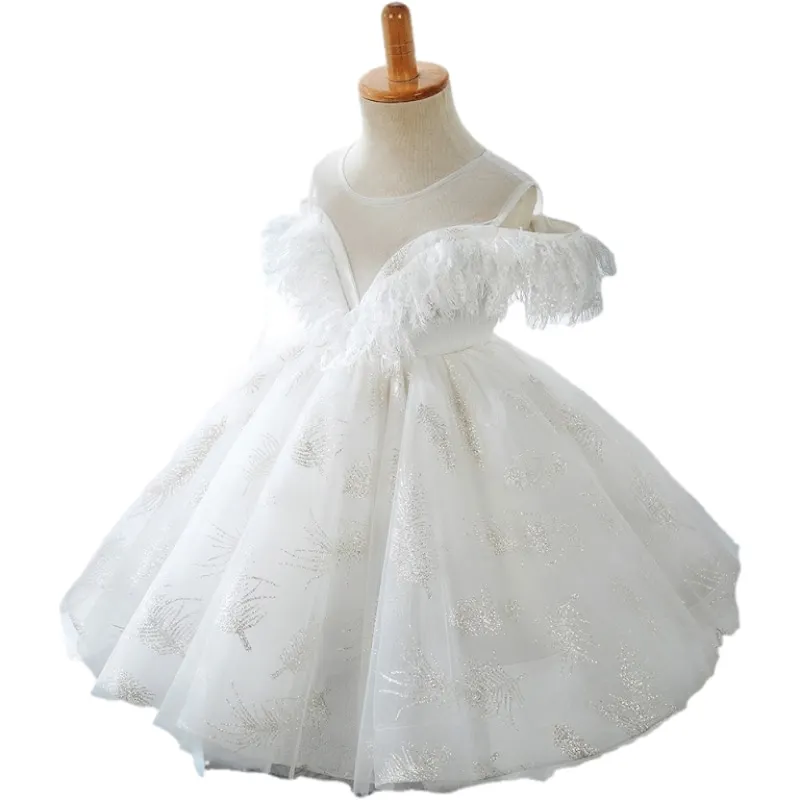 Baby Girl Princess Lace Fly Sleeve Tutu Dress Infant Toddler Teen Vintage Vestido Party Pageant Birthday Baby Clothes 1-14Y