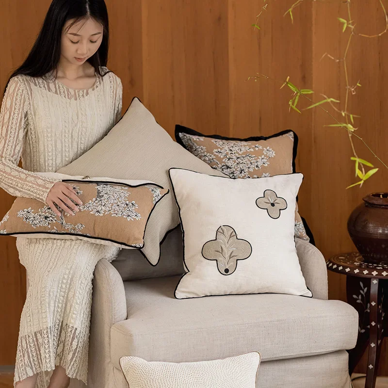 30x50 45x45cm Embroidery Retro Throw Cushion Cover Modern Minimalist Stamping Waist Pillow Cover  Home Decorative Pillowcase