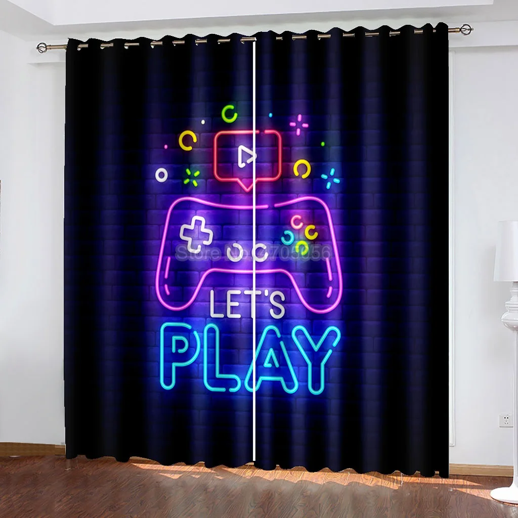 Gamepad Shading Curtain for Bedroom Living Room Anime Window Drapes Boys Girls Gifts Blackout Insulation Polyester Curtains