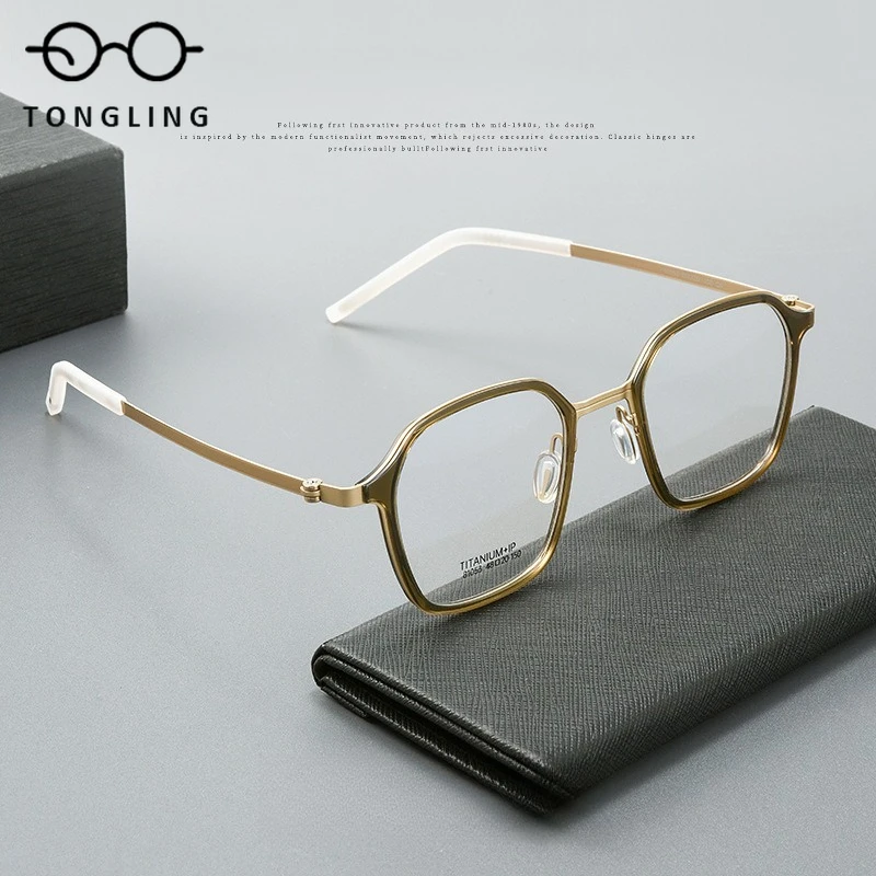 إطار نظارات من خليط معدني مضلع بتصميم رائع لعام 2025 للرجال والنساء لقصر النظر البصري وطول النظر الشيخوخي ملحق عدسات مرفق نظارات ريترو