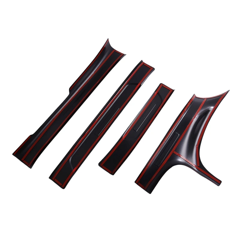 Inside + Outside Door Sill Guards Door Sill Entry Guard Decor Carbon Fiber Color For BYD Seal / BYD ATTO 4