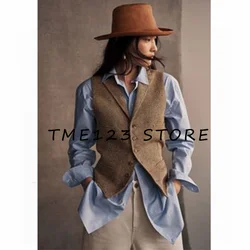 Wool Women's Vest Sleeveless Single Breasted V-neck Business Casual Vests for Women Korea Dongdaemun Winter Coats Store Jackets