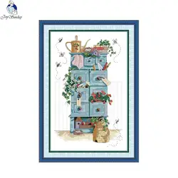Joy Sunday DIY Gardening Sentiment Print Cross Stitch Needlework Embroidery 16CT 14CT 11CT Counted Painting Home Decoration