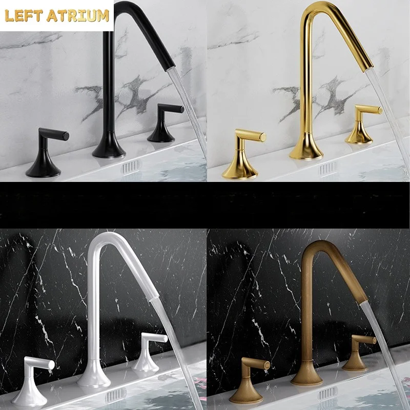 Bathroom Split Three Hole Basin Faucet Bathroom Cabinet Sink Basin Cold and Hot Splashproof Faucet Set