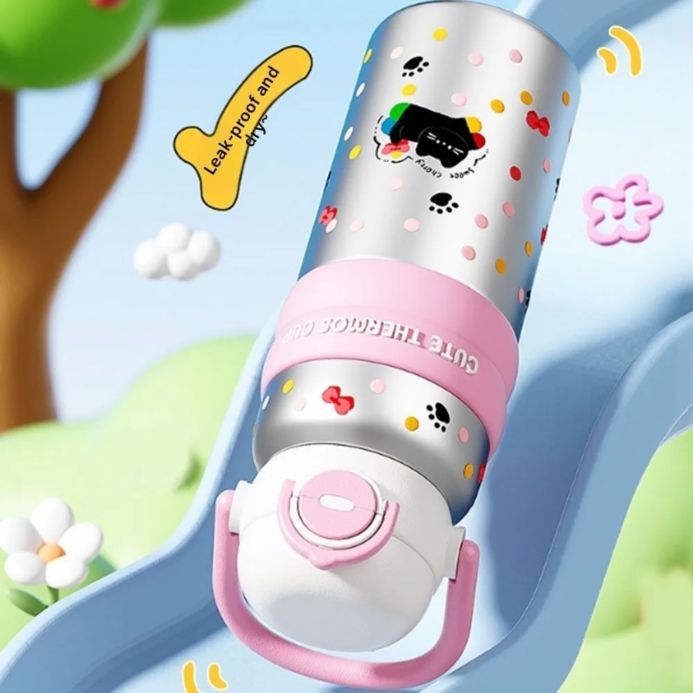 كوب معزول مزدوج للمشروبات بسعة كبيرة مع مقبض كوب بقشة كرتوني مانع للتسرب 620 مللي زجاجة معزولة بالفراغ