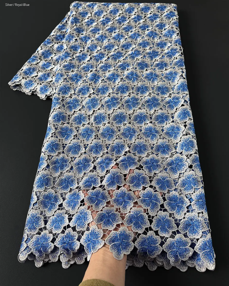 Tissu en dentelle guipure brodée florale haut de gamme, doux pour la peau, inspiré de Dubaï, pour robes de cérémonie, tissu en dentelle cordée d'inspiration africaine pour les célébrants
