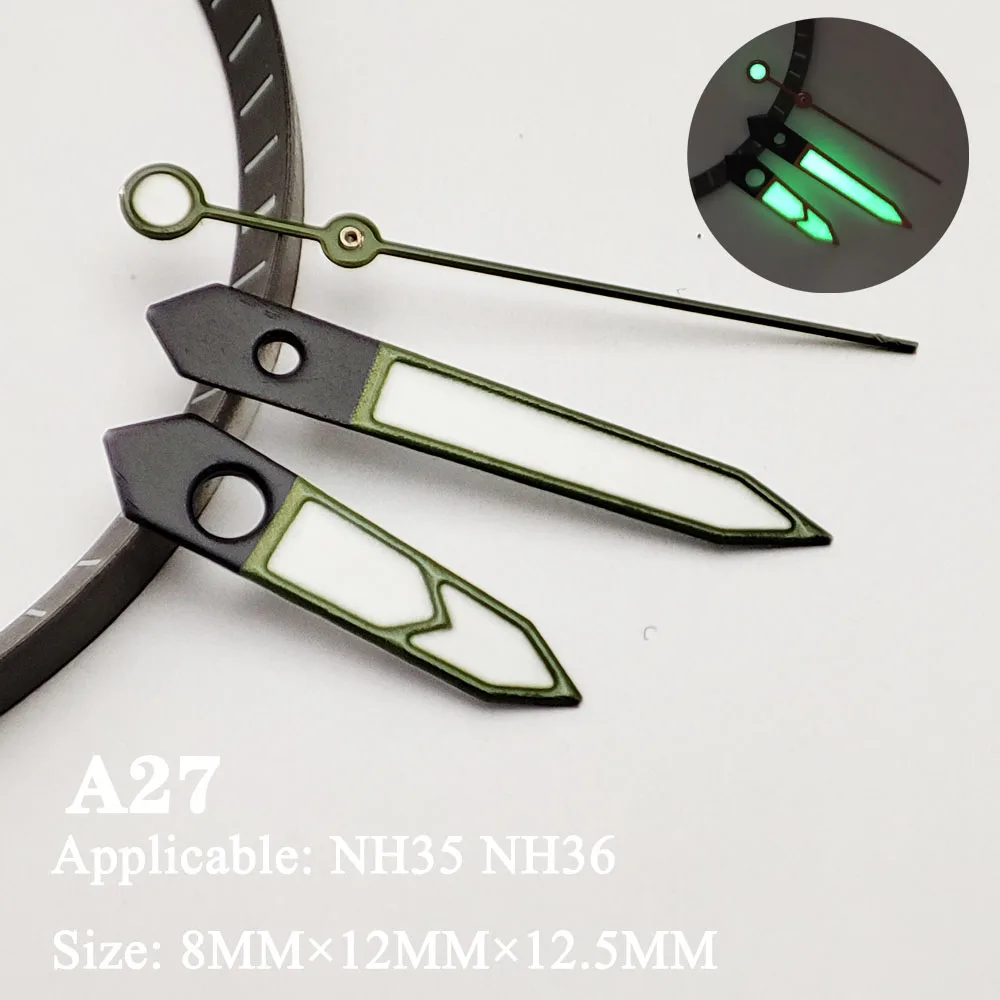 Nh35มือ nh35ดูกรณีมือ nh36ตัวชี้มือ nh35ส่วนต่างๆของนาฬิกา nh35มือสีเขียวเรืองแสง NH35 A9มือเคลื่อนไหว