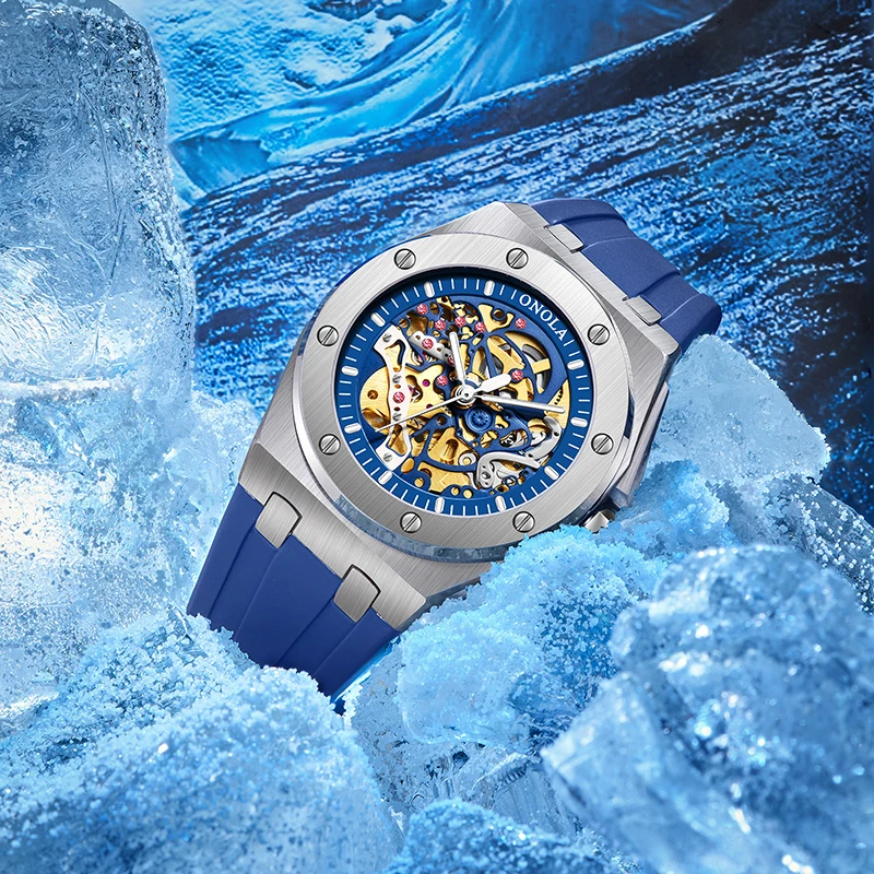 ONOLA-Reloj de pulsera deportivo para hombre, cronógrafo mecánico automático, resistente al agua, marca superior de lujo