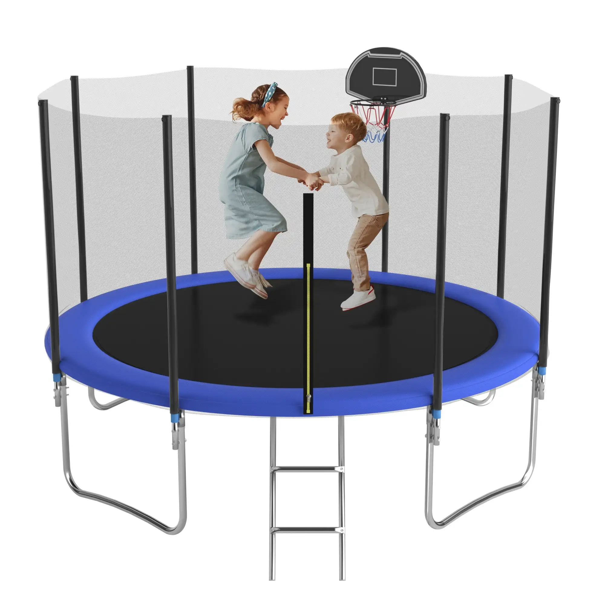 

1200LBS 12FT Trampoline for Adults and Kids,Trampoline with Enclosure,Basketball Hoop, Recreational Trampoline with Ladder