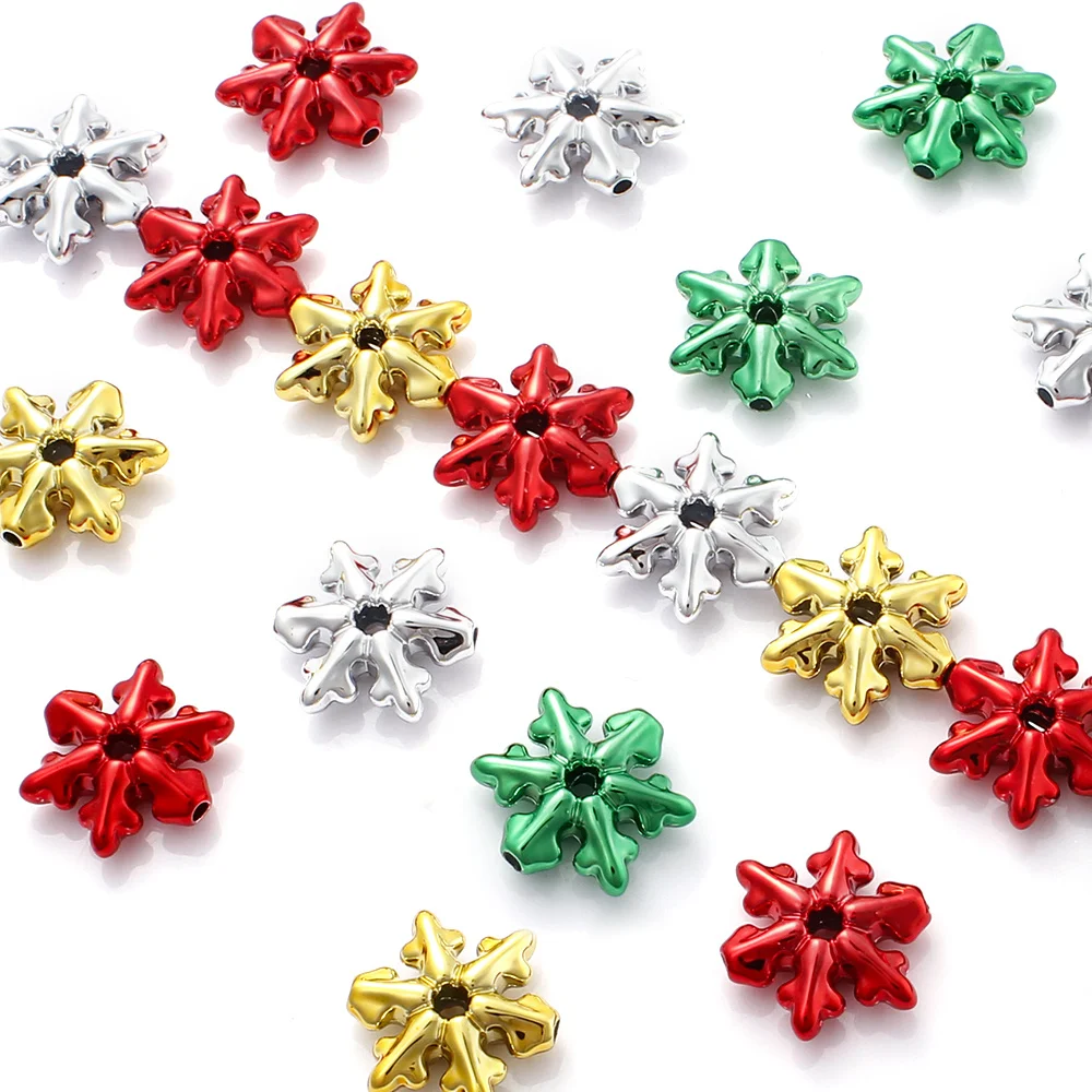 10/20pcs Xmas Mix UV Color Stars Snowflakes Whirlwind Starfish Beads For Making Christmas Earring Necklace Pendant Decor Gift