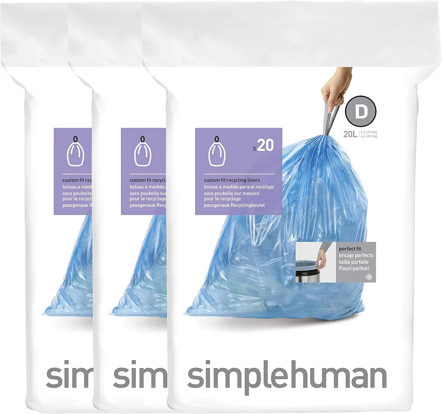 

Custom Fit Drawstring Trash Bags for 20L/5.3 Gallon Cans, Extra Thick & Leak Resistant, Dispenser Pack, Blue