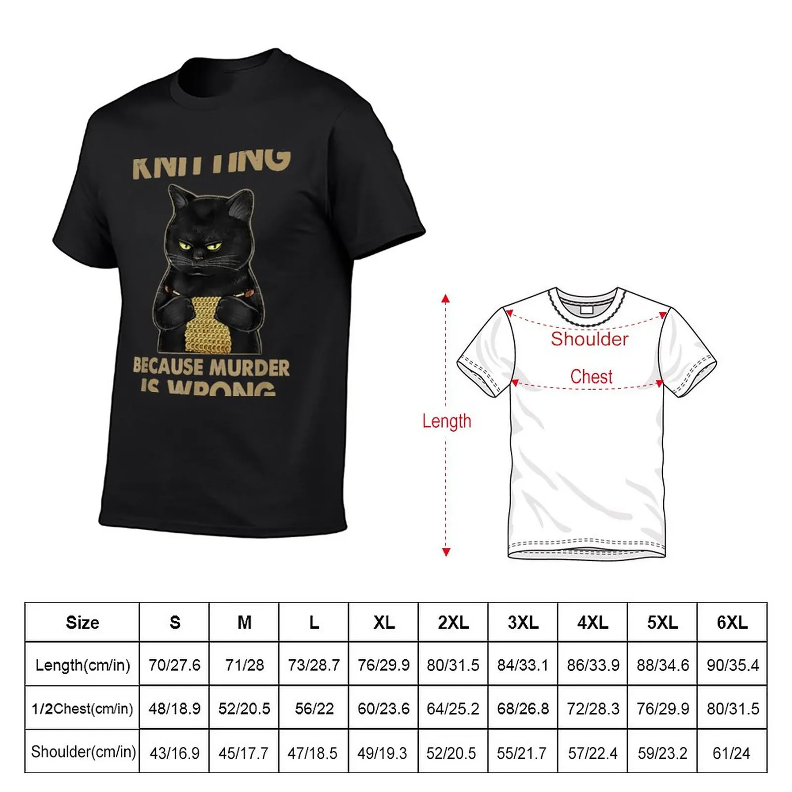 Funny Cat Knits Knitting Because Murder Is Wrong T-Shirt vintage oversized men clothes