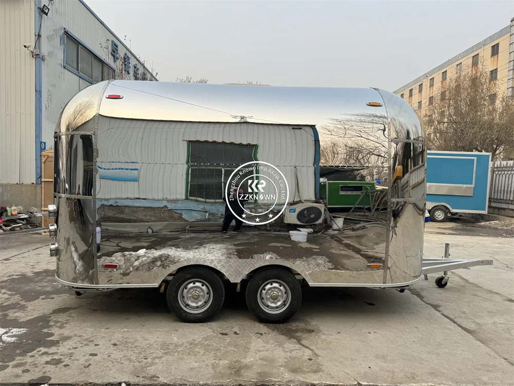 

Stainless Steel Food Truck Customized Size Logo Fully Equipment Cart Mobile Kitchen Fast Food Trailer Concession Kiosk For Sale