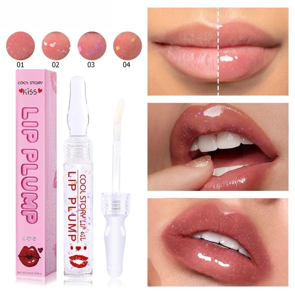 Clear Glitter Lip Oil Hydrating Plumping Gloss Glass Shine Non Sticky Formula for Natural Everyday Party Wear Makeup Essential