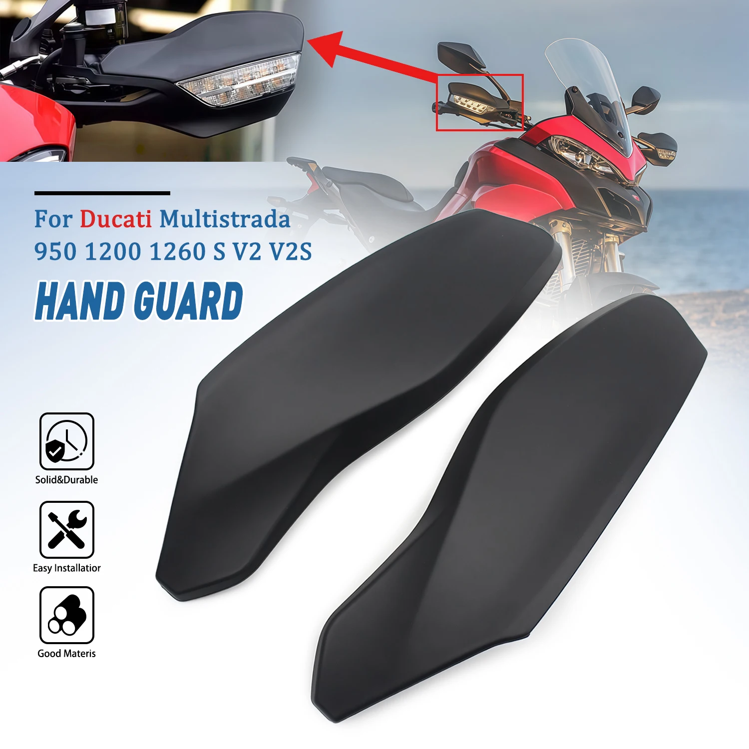 

Защитные накладки на руль для мотоциклов Ducati Multistrada 950 1200 1260 S V2 V2S Hypermotard 950 SP RVE 2015-2024