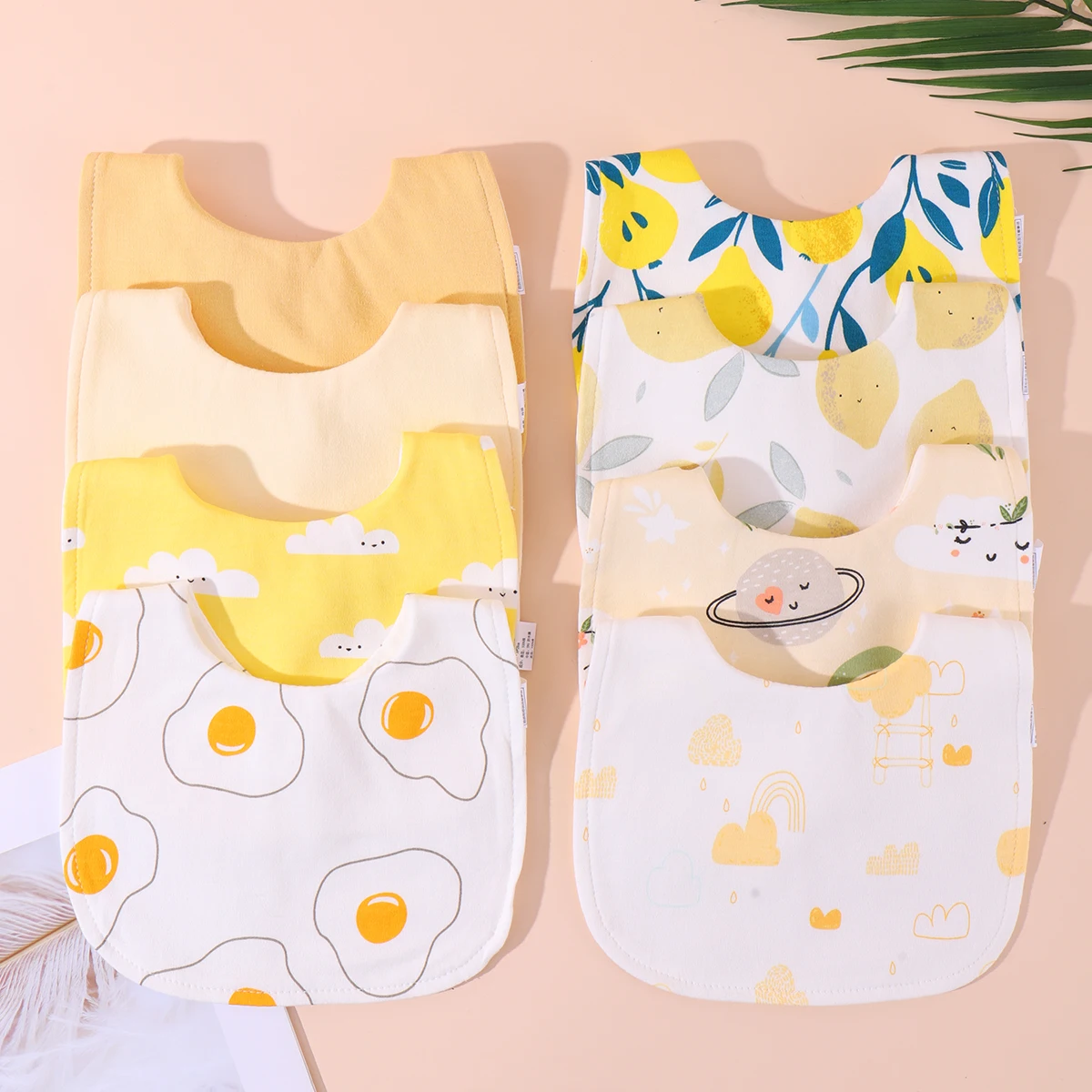 Random 3pcs Baby Bibs Burp Cloths Bibs Soft Cotton Adjustable Bib U Shape Newborn Feeding Bibs Infants Saliva Towel