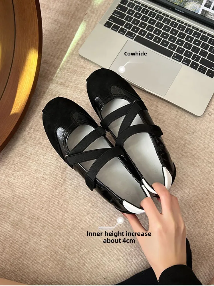 mary-jane-ballet-flats-women's-faion-oes-comfortable-magic-tape-inner-heightening-4cm-cross-band-single-oes-new-2026-model