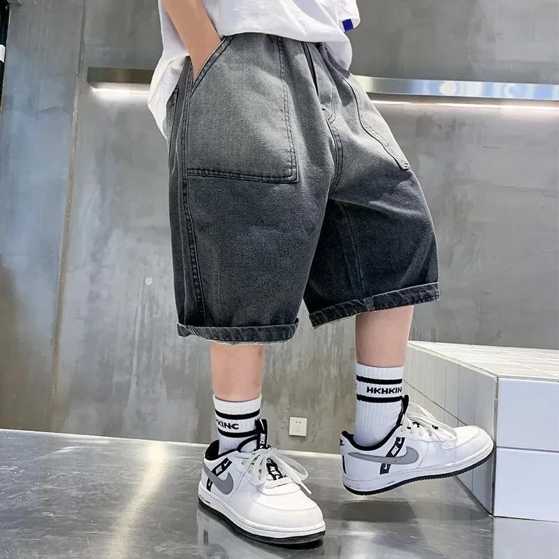 

Boys Summer Denim Five-point Pants Kids Fashion Gradient Color Denim Shorts Trousers Teen Casual Jeans Children's Clothing