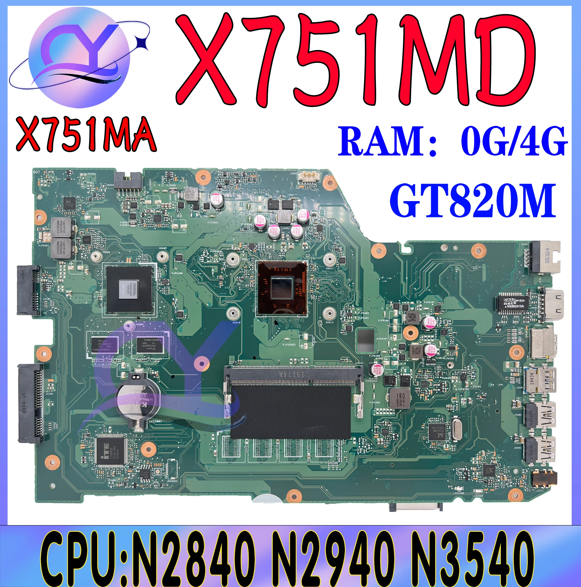 X751MA Mainboard Für ASUS X751MD K751M K751MA R752M R752MA X751MJ Laptop Motherboard N2940 N3540 CPU V1G UMA 100% Funktioniert Gut