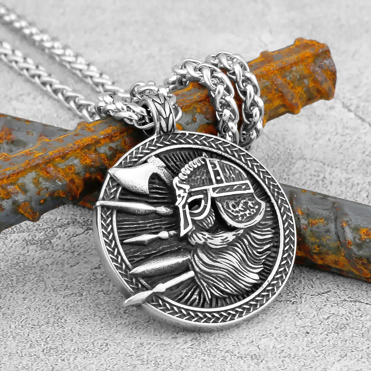 Viking Spear Axe Stainless Steel Men's Pendant Chain Viking Jewelry Viking Bulk Goods Punk Hip Hop Rune Amulet Pendants Necklace