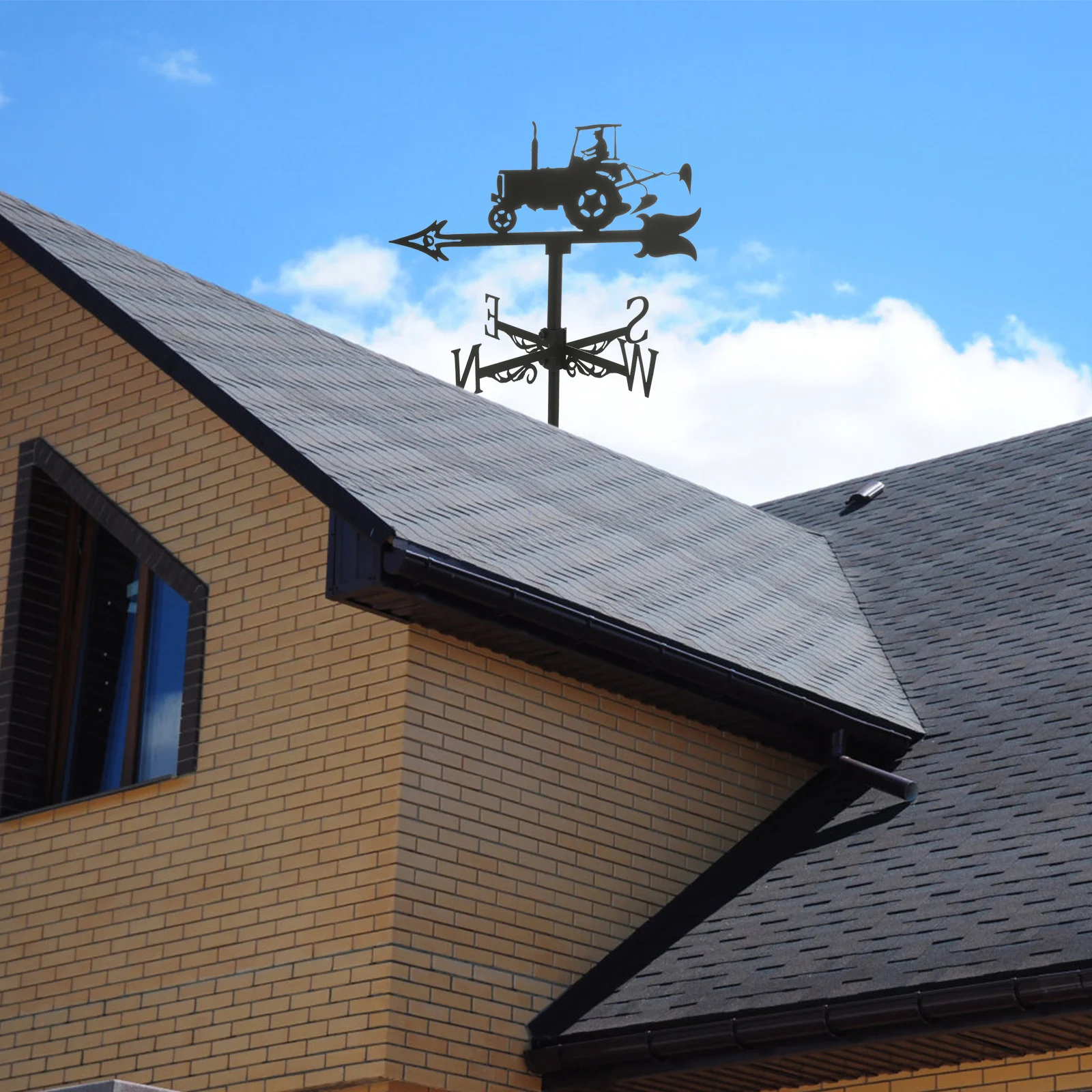 

Black Iron Direction Indicator Weathervane Decorative Metal Vane For Lawn Pavilion Garage Roof Decor