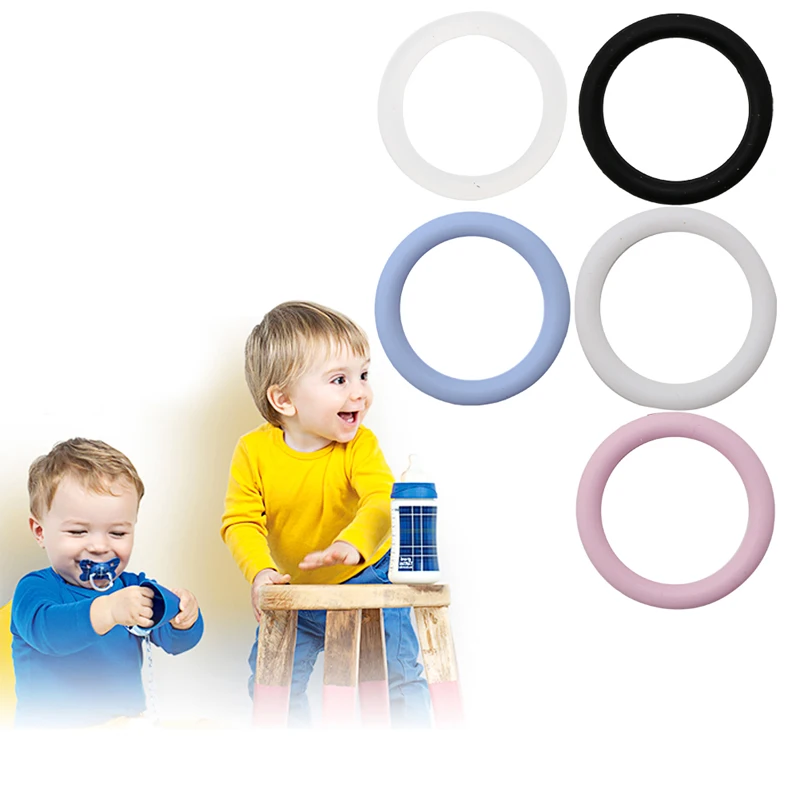 5Pcs O-Ringen Silicone Baby Fopspeen Chain Clips Adapter Houder Ring Bpa Gratis Baby Bijtring Kralen voor Tandjes