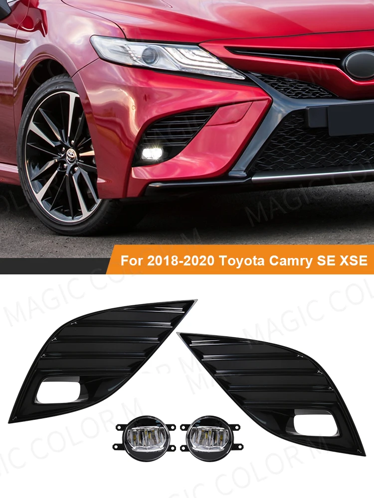 Do Toyota Camry XSE SE 2018 2019 2020 Lampy przeciwmgielne LED DRL Światła do jazdy dziennej Przełącznik Wiązka Pokrowce Światła przeciwmgielne Reflektory 12V — zdjęcie 2