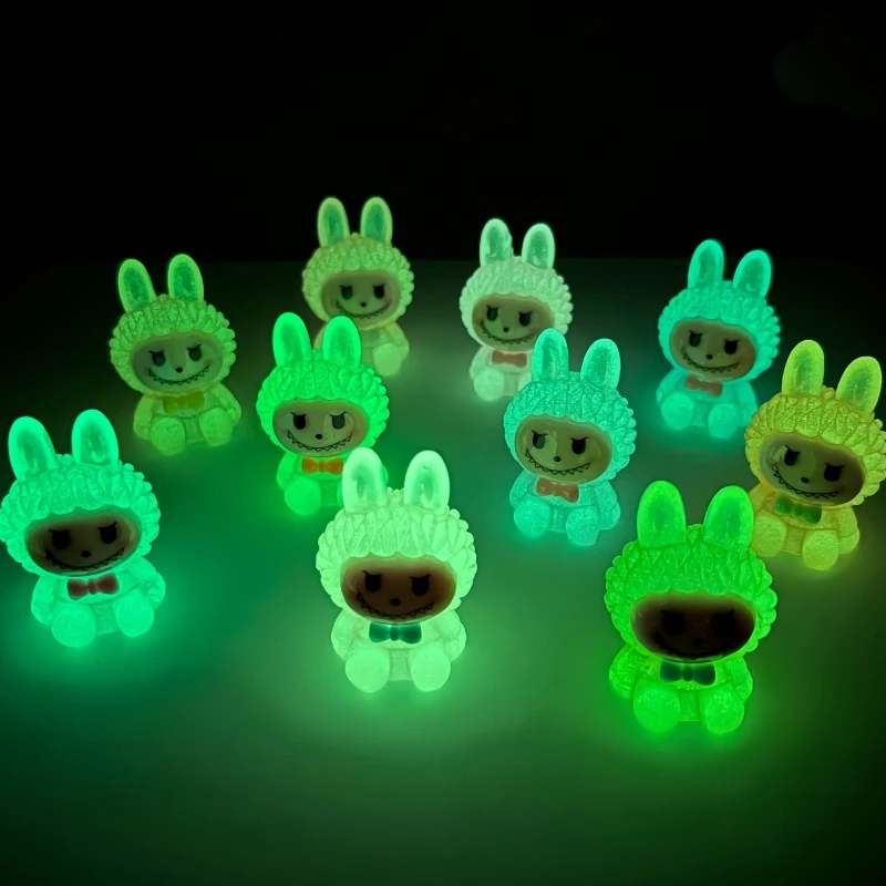 Cute Arrival Labubu Series Figures Cartoon Three-Dimensional Luminous Diy Jewelry Resin Small Gift Trendy Play Ornaments Toys