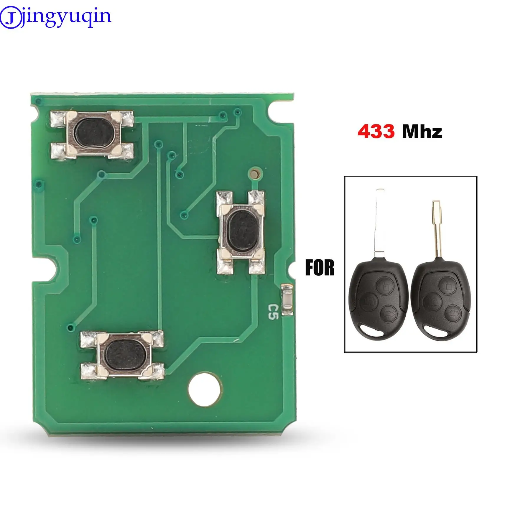 

jingyuqin 3 buttons Car Remote Key for Ford Focus 2 Fiesta Transit Mondeo 433Mhz Control Key Full Key
