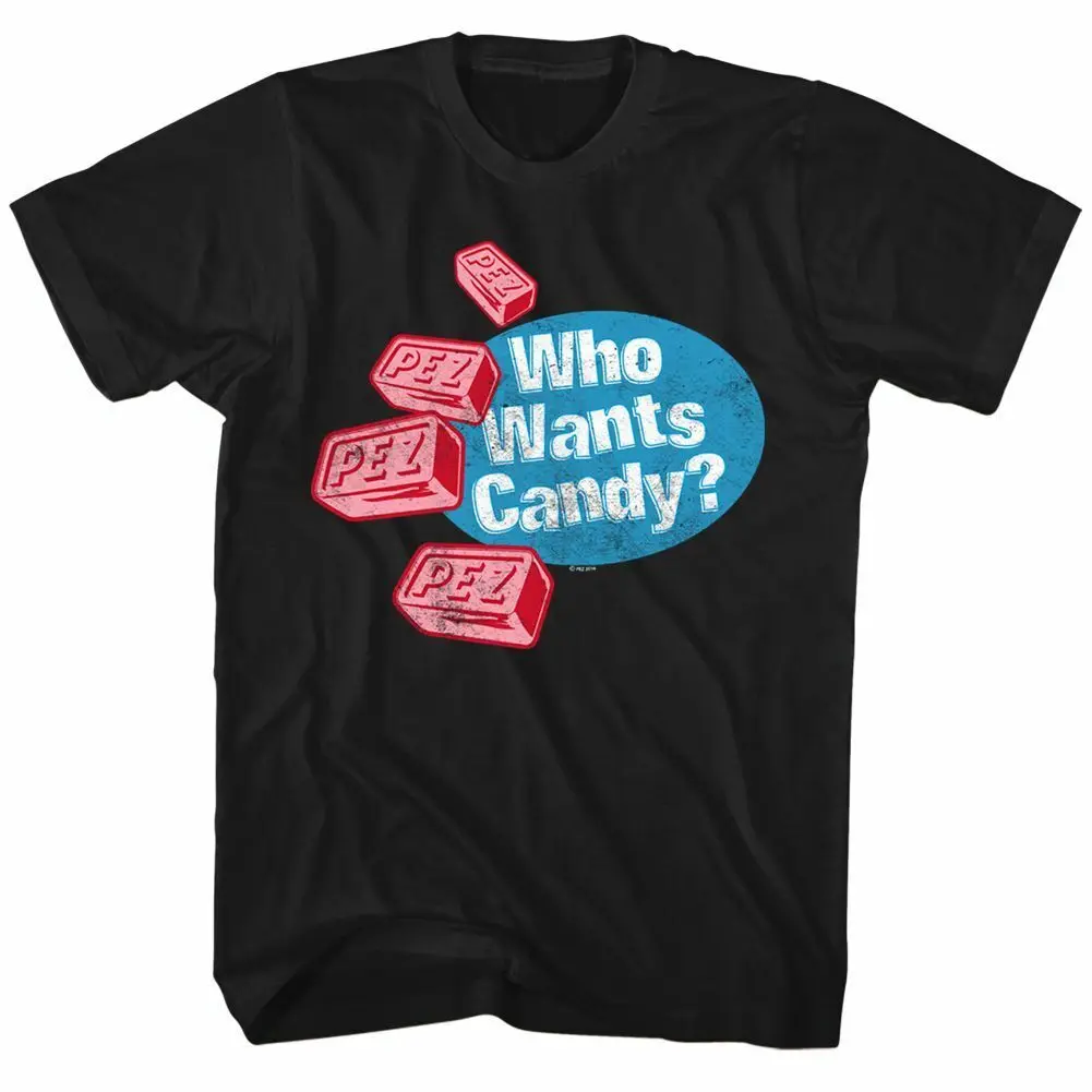 Pez Who Wants Candy Black Adult T-Shirt Men's Clothing Short Sleeve Tops