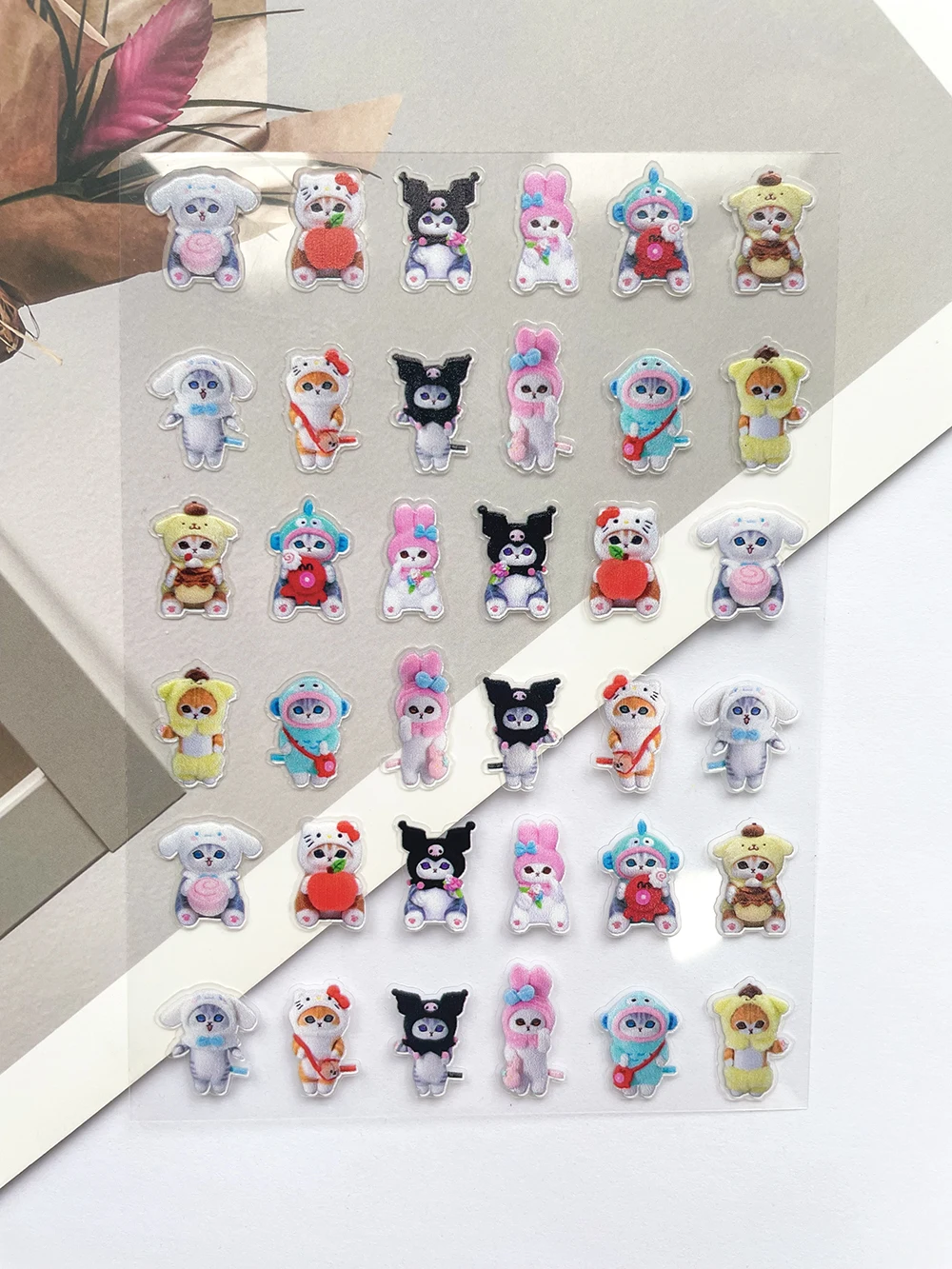 Sanrio Cute Cat Stickers Diy Scrapbook Stickers Decoration Aesthetic Stationery Gifts Pvc Transparent Waterproof Nail Sticker - Image 6