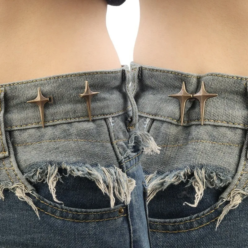 Cross Star Metal Jeans Knoopsluiting Afneembare Broek Clips Knopen Pins Diy Taille Strakker Kleding Gespen Naaien-Vrije Gesp