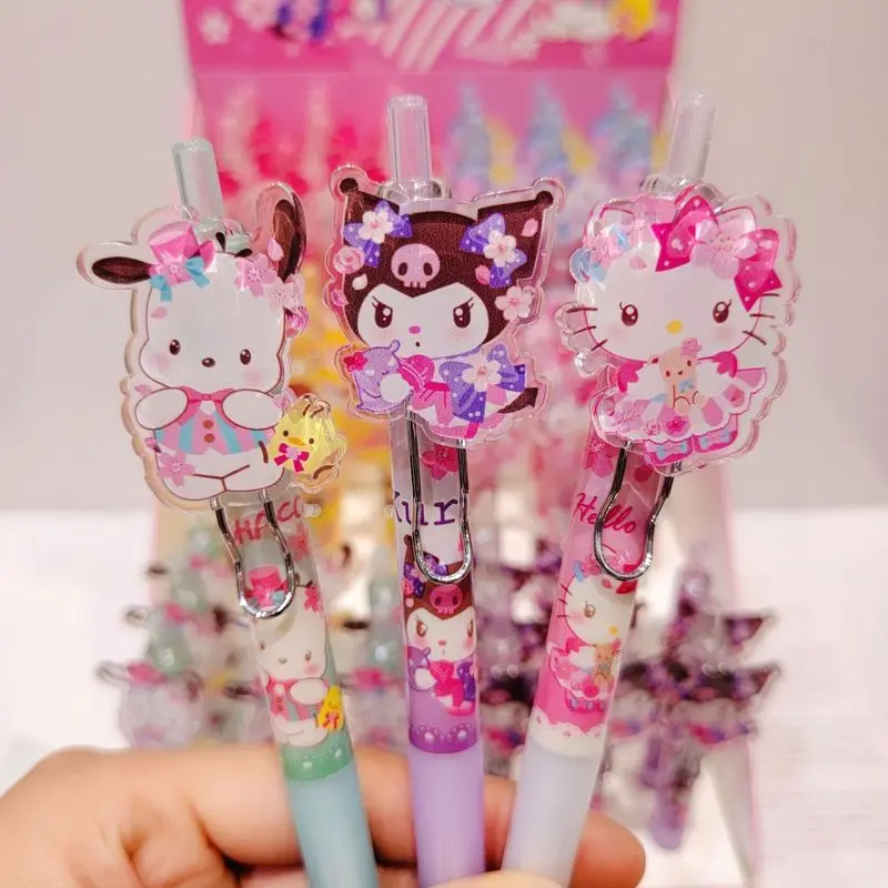 Imagem -05 - Sanrio Olá Kitty Kuromi Desenhos Animados Gel Pen Patch Criativo Imprensa Caneta Assinatura Estudante Papelaria Coração Bonito Menina Kawaii Novo 54 Pcs