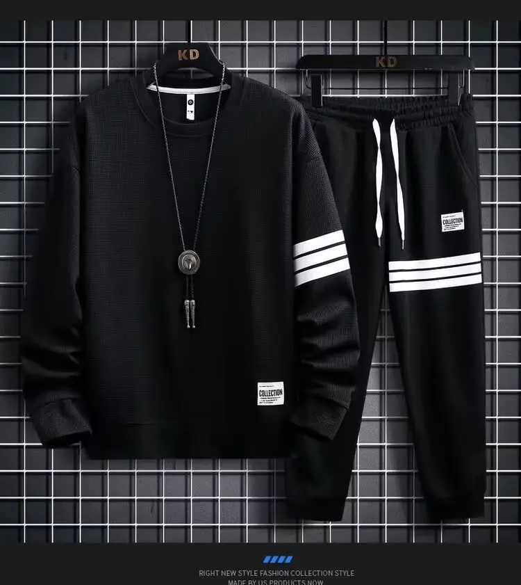Spring Autumn Long sleeve Sweatsuit set 2 pieces man sports suits Hip Pop Y2k Men Fashion Trend O-Neck Oversized Korean Style