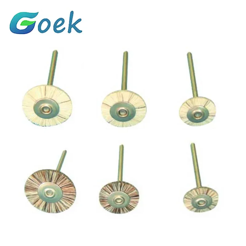 10Pcs Dental Plain Brush With Handle White Horse Mix Wool 19mm 17.4mm 14.2mm Teeth Cleaning Wheels Rotary Tools