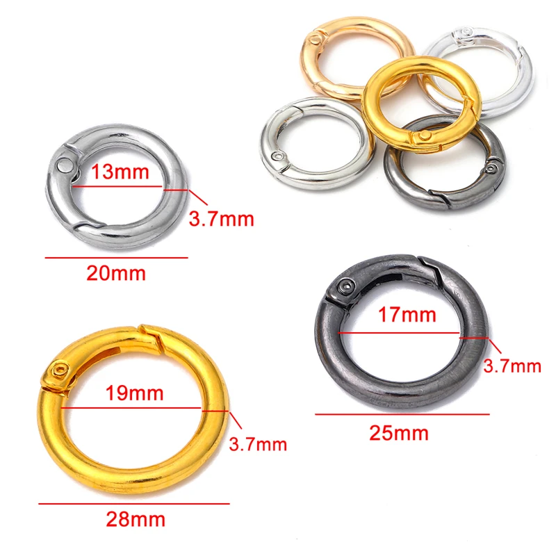 5Pcs/lot Metal O Ring Spring Clasps Openable Round Carabiner Keychain Bag Clips Hook Dog Chain Buckles Connector For DIY Jewelry