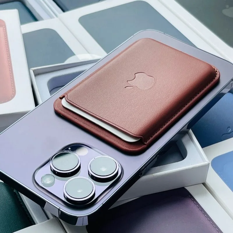 الأصلي أبل الجلود Magsafe محفظة حامل البطاقة المغناطيسية آيفون 16 14 12 11 13 15 17 برو ماكس حالات غطاء الملحقات