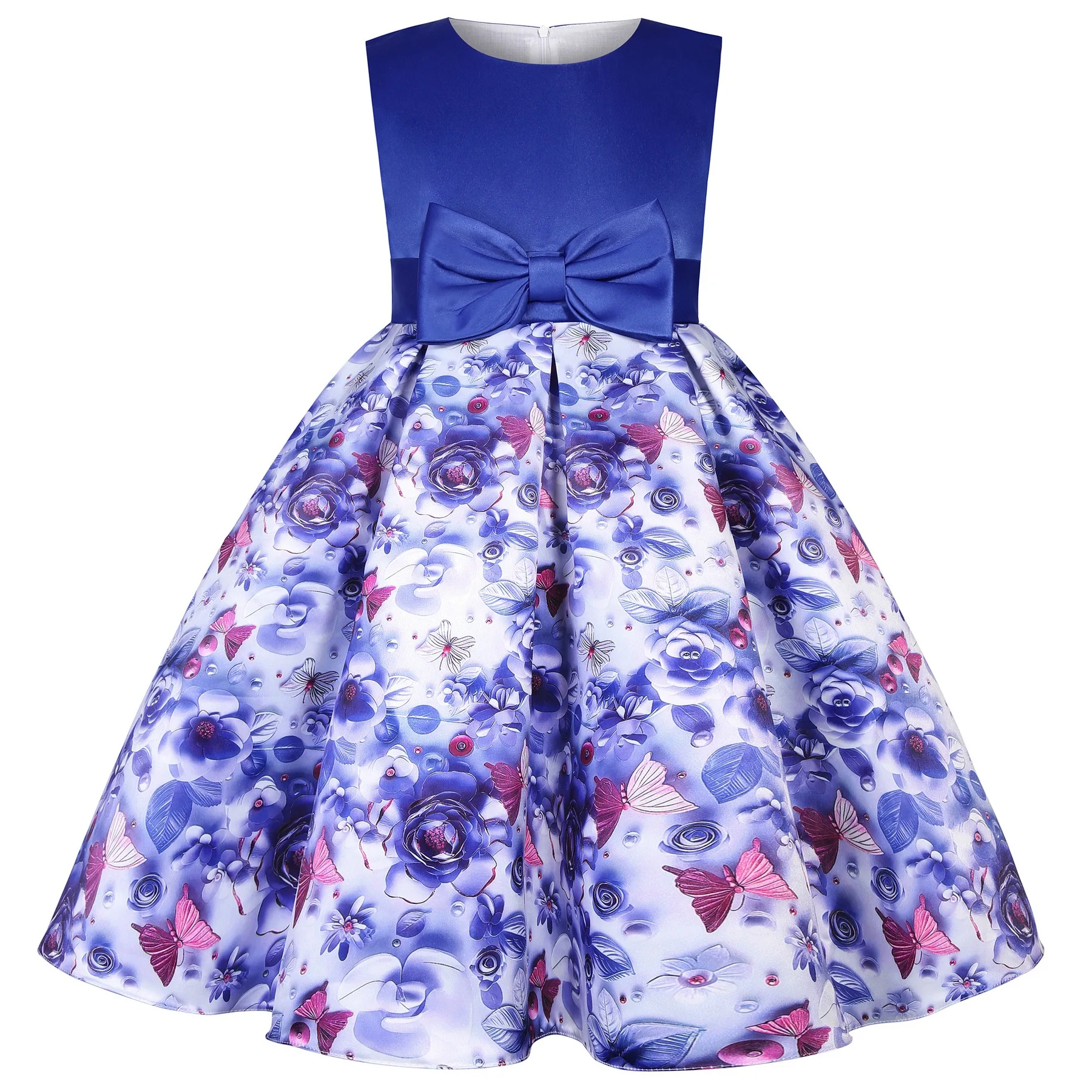 

2025 New Girls Dress Butterfly Flowers Summer 2-10 Years Girls Princess Dress Piano Performance Costume New Children Clothing