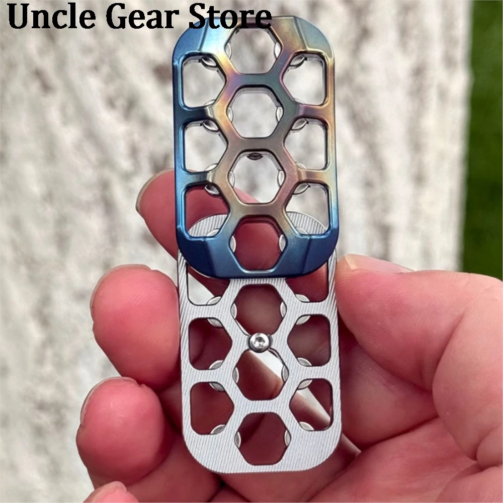 Titanium Blue Titanium Color Hollow Magnetic Slider EDC Decompression Toy Desk Toy